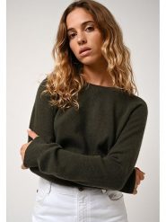AUTHENTIC CASHMERE Kaszmirowy sweter "Etret" w kolorze khaki rozmiar: L. Brązowe swetry klasyczne damskie AUTHENTIC CASHMERE, l, z kaszmiru, bez kołnierzyka. Za 347.99 zł.