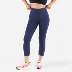 Legginsy do biegania krótkie damskie Kiprun Run 500 Comfort. Niebieskie legginsy damskie KIPRUN, xl, bez wzorów, z elastanu. Za 89.99 zł.