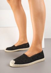 Czarne Espadryle Vices z Ażurową Cholewką i Plecionym Sznurkiem Arivoni. Czarne espadryle damskie Renee, w ażurowe wzory, bez obcasa. Za 44.99 zł.