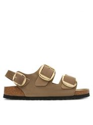 Birkenstock Sandały Milano Big Buckle Hex 1031782 Brązowy. Brązowe sandały damskie Birkenstock, bez wzorów, ze skóry, bez obcasa, na płaskiej podeszwie, bez zapięcia. Za 719.99 zł.