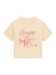 Guess T-Shirt J6GI08 K8HM4 Pomarańczowy jasny Regular Fit. Brązowe koszulki i t-shirty dziewczęce Guess, z aplikacjami, z bawełny, bez kołnierzyka, bez ramiączek. Za 114.99 zł.