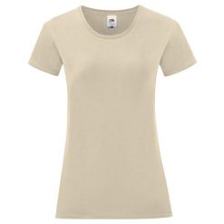Koszulka Damska Z Bawełny Czesanej Iconic. Brązowe koszulki damskie Fruit of the Loom, bez wzorów, z bawełny, bez kołnierzyka, bez ramiączek. Za 32.99 zł.