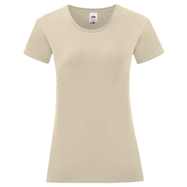 Koszulka Damska Z Bawełny Czesanej Iconic. Brązowe koszulki damskie Fruit of the Loom, bez wzorów, z bawełny, bez kołnierzyka, bez ramiączek. Za 32.99 zł.