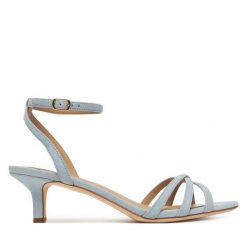 Sandały LAUREN RALPH LAUREN. Niebieskie sandały damskie Lauren Ralph Lauren, bez wzorów, bez obcasa, na szpilce, bez zapięcia. Za 729.99 zł.