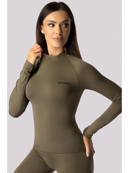 Spaio Koszulka termiczna "Alpha" w kolorze khaki rozmiar: M. Brązowe koszulki damskie Spaio, m, bez wzorów, z materiału, bez kołnierzyka, bez ramiączek. Za 148.61 zł.