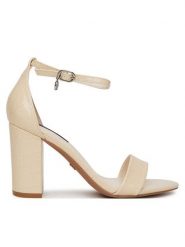 Nine West Sandały S4SH1823-01 Beżowy. Brązowe sandały damskie Nine West, bez wzorów, z materiału, bez obcasa, na słupku, bez zapięcia. Za 160.99 zł.