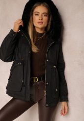 Czarna Kurtka Nylonowa Parka z Odpinanym Futerkiem Pasca. Czarne kurtki damskie Renee, l, bez wzorów, z nylonu, bez kaptura. Za 309.99 zł.