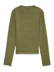 Vero Moda Koszulka w kolorze oliwkowym rozmiar: XS. Brązowe bluzki damskie Vero Moda, xs, bez wzorów, bez kołnierzyka, bez ramiączek. Za 89.95 zł.