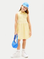 Tommy Hilfiger Sukienka codzienna KG0KG08486 Żółty jasny Regular Fit. Żółte sukienki dziewczęce Tommy Hilfiger, bez wzorów, z bawełny, bez ramiączek, proste. Za 249.99 zł.