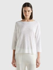 Benetton Sweter w kolorze białym rozmiar: L. Białe swetry klasyczne damskie Benetton, l, bez kołnierzyka. Za 96.60 zł.