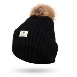 Czapka czarny Peterson PTN HAT-08. Czarne czapki damskie Peterson, na zimę, bez wzorów, z futra. Za 44.00 zł.