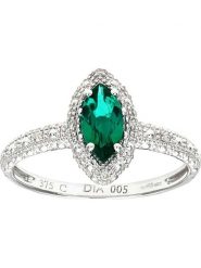 Revoni Złoty pierścionek z diamentami i szmaragdem rozmiar: 58. Szare pierścionki damskie Revoni, z diamentem, złote. Za 1,657.46 zł.