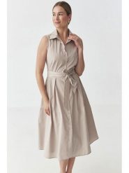 TATUUM Sukienka w kolorze beżowym rozmiar: 36. Brązowe sukienki damskie TATUUM, bez wzorów, z tkaniny, bez ramiączek. Za 232.45 zł.