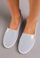 Niebieskie Wsuwane Tenisówki z Printem w Paski Zerra. Niebieskie obuwie sportowe damskie Born2be, bez zapięcia, tenisowe. Za 39.99 zł.