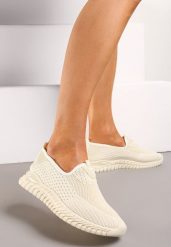 Beżowe Wsuwane Buty Sportowe przed Kostkę z Materiałową Cholewką Dasrica. Brązowe obuwie sportowe casual damskie Renee, z materiału. Za 29.99 zł.