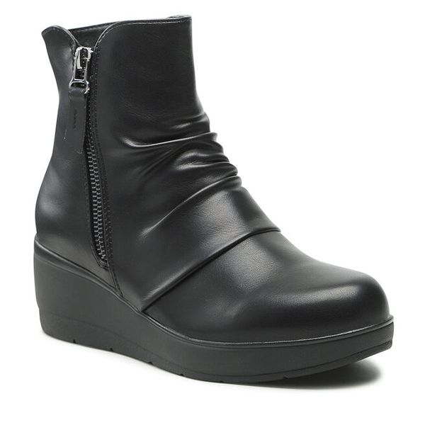 Botki Clara Barson. Czarne botki damskie Clara Barson, bez obcasa, na koturnie, bez zapięcia. Za 99.99 zł.