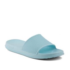 Klapki basenowe damskie Coqui Tora. Niebieskie klapki damskie Coqui, bez wzorów, z materiału, bez obcasa, bez zapięcia. Za 116.99 zł.