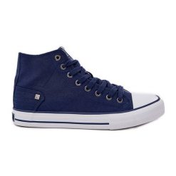 Damskie Wysokie Trampki Big Star DD274333 Granatowe niebieskie. Niebieskie trampki damskie bez wzorów, z materiału, bez zapięcia. Za 180.71 zł.
