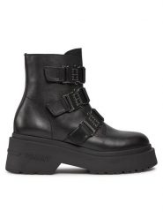 Tommy Jeans Botki Tjw Chunky Boot Hardware EN0EN02443 Czarny. Czarne botki damskie Tommy Jeans, z jeansu, bez obcasa, na słupku, bez zapięcia. Za 759.99 zł.