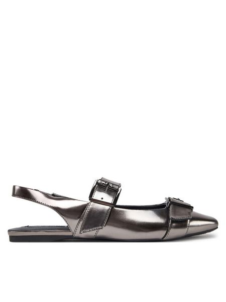 KARL LAGERFELD Baleriny Konnie KL40186A Srebrny. Szare balerinki damskie KARL LAGERFELD, bez wzorów, ze skóry. Za 389.99 zł.