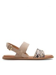 Clarks Skórzane sandały w kolorze beżowo-czarnym rozmiar: 39,5. Brązowe sandały damskie Clarks, bez wzorów, z otwartym noskiem, bez obcasa, bez zapięcia. Za 170.87 zł.