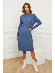 Joséfine Sukienka dzianinowa "Garcy" w kolorze niebieskim rozmiar: S. Niebieskie sukienki damskie Joséfine, bez wzorów, z dzianiny, bez ramiączek. Za 208.99 zł.