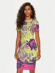 Versace Jeans Couture Sukienka codzienna 76HAO9P9 Żółty Regular Fit. Żółte sukienki damskie Versace Jeans Couture, bez wzorów, z bawełny, bez ramiączek. Za 639.99 zł.