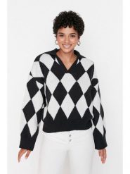 Trendyol Sweter w kolorze czarno-białym rozmiar: M. Białe swetry klasyczne damskie Trendyol, m, bez kołnierzyka. Za 78.99 zł.