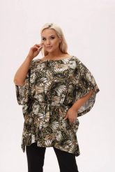 Wiskozowa tunika Soraya z egzotycznym motywem i regulacją w talii PLUS SIZE XXL OVERSIZE. Tuniki damskie Moda Size Plus Iwanek, na spacer, na lato, l, bez wzorów, z satyny, eleganckie, bez kołnierzyka, bez ramiączek. W wyprzedaży za 169.90 zł.