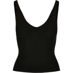 Damski tank top Urban Classics Rib. Czarne koszulki sportowe damskie Urban Classics, bez wzorów, bez ramiączek. Za 152.50 zł.