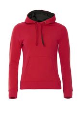 Clique Classic Hoody Women - damska bluza z kapturem czerwona, kieszeń kangurka. Czerwone bluzy damskie CLIQUE, s, bez wzorów, z bawełny, z kapturem. Za 212.53 zł.