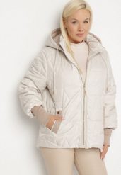 Jasnoszara Pikowana Kurtka o Prostym Kroju z Kapturem Tulorisa. Szare kurtki damskie Born2be, plus size, z aplikacjami, z jeansu, z kapturem. Za 149.99 zł.