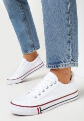 Białe Trampki przed Kostkę Leylatia. Białe trampki damskie Born2be, bez wzorów, z jeansu, przed kostkę, bez zapięcia. Za 49.99 zł.