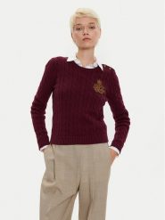 LAUREN RALPH LAUREN Sweter 200962263002 Bordowy Slim Fit. Czerwone swetry klasyczne damskie Lauren Ralph Lauren, s, z bawełny, bez kołnierzyka. Za 489.99 zł.