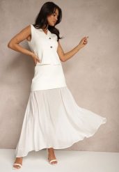 Jasnobeżowa Plisowana Spódnica Tiulowa z Wiskozy z Podszewką Balione. Brązowe spódnice damskie Renee, na co dzień, m, bez wzorów, z tiulu, eleganckie, maxi. Za 119.99 zł.