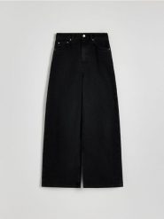 Jeansy barrel leg - czarny. Czarne jeansy damskie Reserved. W wyprzedaży za 139.99 zł.