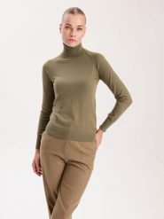 BGN Golf w kolorze khaki rozmiar: 36. Brązowe golfy damskie BGN, bez wzorów, bez ramiączek. Za 92.64 zł.