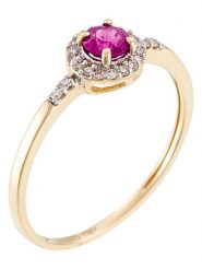 DIAMANTA Złoty pierścionek "Rond de Rubis" z diamentami i rubinem rozmiar: 52. Żółte pierścionki damskie DIAMANTA, z diamentem, złote. Za 1,174.99 zł.