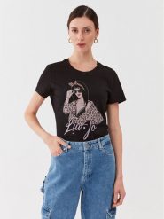 Liu Jo T-Shirt 5F3135 JS923 Czarny Regular Fit. Czarne t-shirty damskie Liu Jo, s, bez wzorów, z bawełny, bez kołnierzyka. Za 349.99 zł.