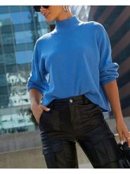 Milan Kiss Sweter w kolorze niebieskim rozmiar: L. Niebieskie swetry klasyczne damskie Milan Kiss, l, bez kołnierzyka. Za 152.99 zł.