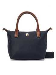 Tommy Hilfiger Torebka Popette Mini Tote AW0AW17709 Granatowy. Niebieskie torebki klasyczne damskie Tommy Hilfiger, z materiału, bez dodatków. Za 349.99 zł.