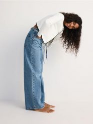 Jeansy wide leg z wiązaniem - niebieski. Niebieskie jeansy damskie Reserved. W wyprzedaży za 119.99 zł.