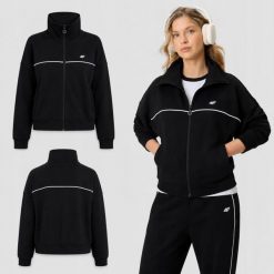 BLUZA DAMSKA DRESOWA 4F SPORTOWA TRENINGOWA NA CO DZIEŃ KOLOR CZARNY. Czarne bluzy damskie 4F, l, bez wzorów, z bawełny, bez kaptura. Za 132.85 zł.