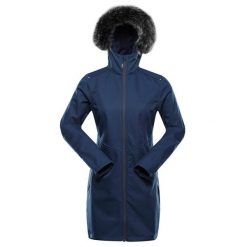 Płaszcz damski softshellowy z futerkiem Alpine Pro Ibora. Niebieskie płaszcze damskie Alpine Pro, bez wzorów, z softshellu, bez kaptura. W wyprzedaży za 629.00 zł.