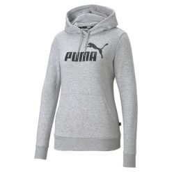 Damska bluza Essentials z kapturem i logo PUMA Light Gray Heather. Czarne bluzy damskie Puma, xl, bez wzorów, z kapturem. Za 381.00 zł.