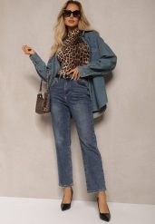 Niebieskie Klasyczne Jeansy High Waist z Prostymi Nogawkami Erilae. Niebieskie jeansy damskie Renee, z podwyższonym stanem. Za 49.99 zł.