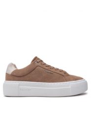Calvin Klein Sneakersy Flatform Cup Lace Up W/Ml HW0HW02282 Brązowy. Brązowe obuwie sportowe damskie Calvin Klein, ze skóry, bez zapięcia. Za 699.99 zł.