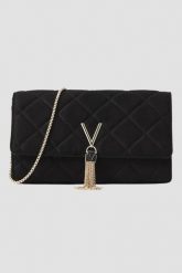 VALENTINO Czarna damska torebka Charlotte Pochette. Czarne torebki wieczorowe damskie Valentino by Mario Valentino, bez wzorów, ze skóry, zamszowe, bez dodatków. W wyprzedaży za 294.99 zł.