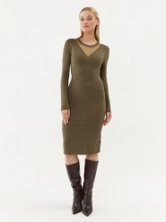 Fracomina Sukienka dzianinowa FJ23WD5002K51801 Khaki Slim Fit. Brązowe sukienki damskie Fracomina, bez wzorów, z dzianiny, bez ramiączek. Za 349.99 zł.