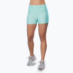 Spodenki damskie Mizuno Impulse Core. Niebieskie spodenki sportowe damskie Mizuno, na lato, l, bez wzorów, z elastanu, do biegania. Za 73.99 zł.